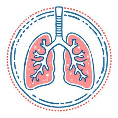 Lungs illustration, medical vector, pink and blue, respiratory health -