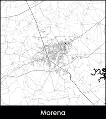 Morena city map, India - Topographic vector map poster