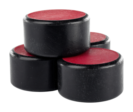 Hockey pucks stacked in a sports arena dynamic atmosphere isolated on transparent background