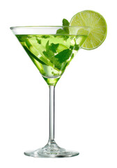 Refreshing mint mojito cocktail bar drink isolated on transparent background