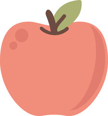 Illustration of a Red Apple with Green Leaf fruit