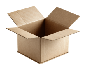 Unpacking a cardboard box home office product isolated on transparent background
