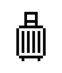 Pixelated Baggage Illustration on White Background Depicting Travel and Holidays