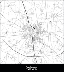 Palwal city map, India - Topographic vector map poster