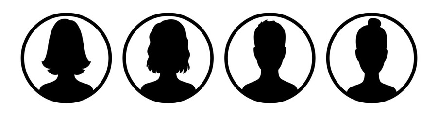Simple avatar profile people icon set on transparent background