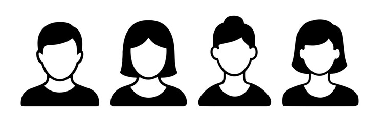 Avatar profile people icon collection on transparent background