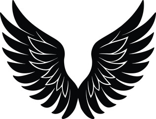 Angel wings silhouette Black feathered wings silhouette graphic design 1