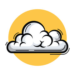 Stylized white cartoon cloud icon with a bold black outline and grey shading.
