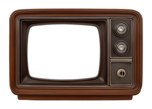 Retro wooden television set with empty screen