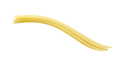 Spaghetti strands curve gently on a isolated background, displaying a smooth, light yellow texture.