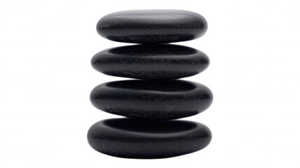 A stack of four smooth black stones in perfect balance