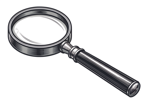 Black Magnifying Glass Icon: Search Zoom Lens Symbol