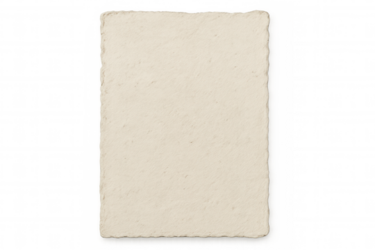 Vintage blank paper with deckle edge, antique handmade parchment texture, empty retro background for text and designs, transparent