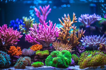 Create a stunning and vibrant coral reef aquascape that will enhance the beauty of your underwater world with intricate designs and colorful marine life    