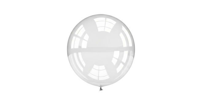 Translucent balloon floats against a solid showcasing reflective surface details.