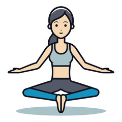 Female Athlete Doing Yoga Pose &ndash; Elegant Silhouette Vector Illustration
