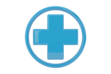 Fototapeta premium 3d illustration icon of blue cross symbol in a circle. Isolated on transparent background, png