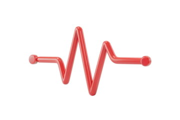 3d illustration icon of Red heartbeat wave, illustrating life's rhythm . Isolated on transparent background, png