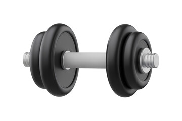 3d illustration icon of black dumbbell. Isolated on transparent background, png