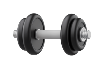 3d illustration icon of black dumbbell. Isolated on transparent background, png