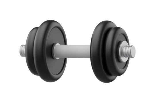 3d illustration icon of black dumbbell. Isolated on transparent background, png