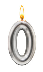 Metallic Number Zero Candle with Flame