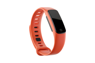 3d illustration icon of stylish orange fitness tracker. Isolated on transparent background, png