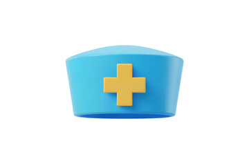 Obraz premium 3d illustration icon of Nurse's hat with cross symbol isolated. Isolated on transparent background, png