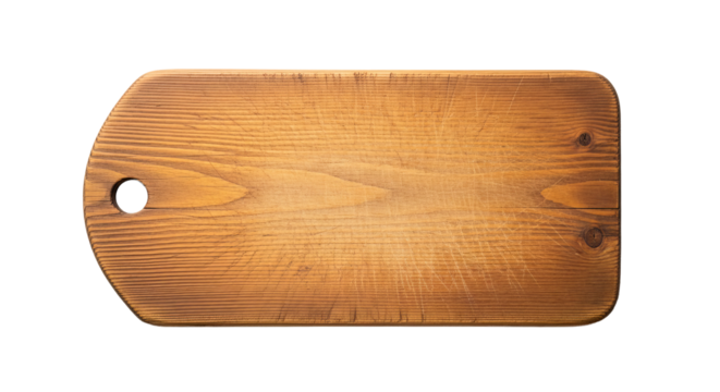 Wooden cutting board shows scratches on its surface against a solid background. - high quality Wooden cutting board shows scratches on its surface aga