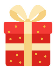 Christmas gift box illustration. Red box with bow