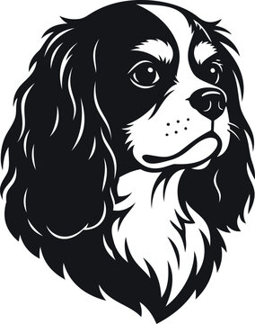Cavalier King Charles Spaniel dog head vector illustration