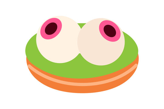 Fun Halloween donut illustration with green frosting, candy eyeballs. Perfect for spooky party invitations, bakery designs, recipes, articles, treat or treat, festive decor and Halloween graphics. PNG