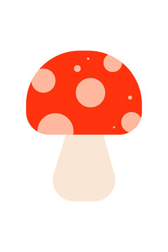 Cute minimal fly agaric red mushroom illustration. Flat vector style, ideal for nature, forest, fairy tale, magic, witchcraft, botanical, and whimsical designs. High-res PNG