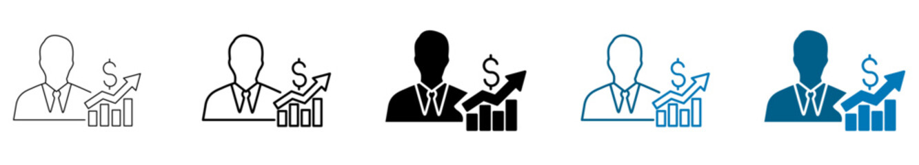 Businessman financial growth icon isolated, Investment profit symbol, Success performance sign, Revenue increase symbols, or Market share icons, vector illustration