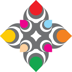 Vibrant Abstract Geometric Star Logo with Colorful Petals
