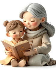 Grandmother and granddaughter sharing a storybook moment
