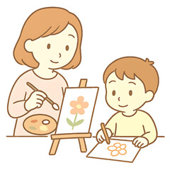 Teaching creativity with art paints and brushes in a fun, educational activity