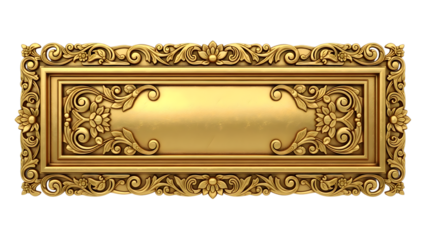Elegant vintage gold frame with intricate ornamental details and classic baroque design. Ideal for luxury branding, antique artwork display, photo compositions, and interior design visuals.