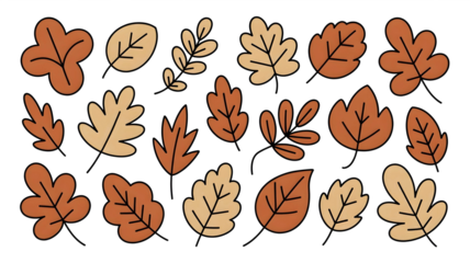 Autumn leaves illustration on black background for fall season designs