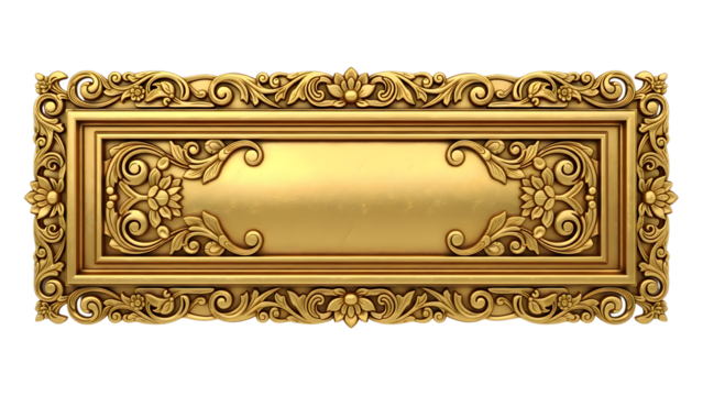 Elegant vintage gold frame with intricate ornamental details and classic baroque design. Ideal for luxury branding, antique artwork display, photo compositions, and interior design visuals.