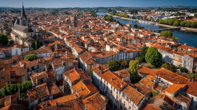 Aerial Perspective of Agen: A Glimpse into Urban Life in France's Charming City