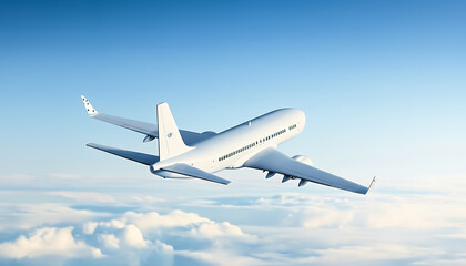 Obraz premium Fly high above the clouds in a sleek, modern jet for your next adventure, reaching new heights with seamless travel and breathtaking views