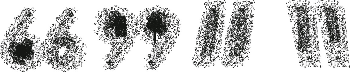 Abstract Stippled Quotation Marks and Numbers: 66, 99, and Three Vertical Lines