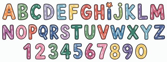 Hand drawn alphabet and number set vector illustration eps scalable colorful icons silhouette vector illustration white background