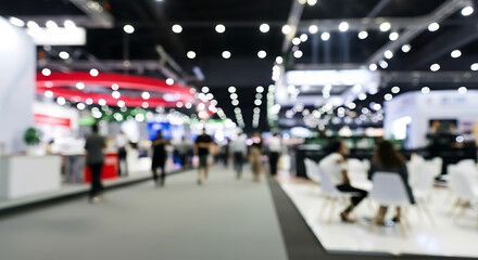 Explore the Vibrant Atmosphere of a Modern Business Expo, Perfect for Capturing Innovation and Networking in a Dynamic Blurred Environment