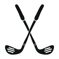 Two crossed golf clubs silhouette icon for sports and recreation