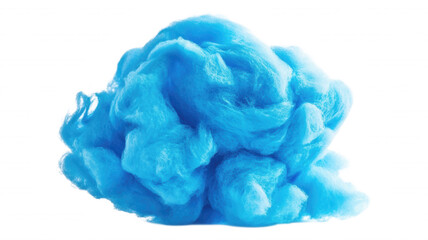 A large clump of blue cotton candy on a black background