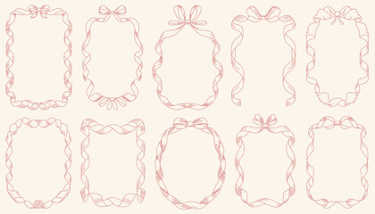 Set of 10 decorative ribbon frames elegant vintage style vector illustration scalable eps for design projects silhouette vector illustration white background