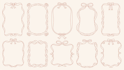 Set of 10 decorative ribbon frames and borders elegant vector illustration eps scalable design elements silhouette vector illustration white background