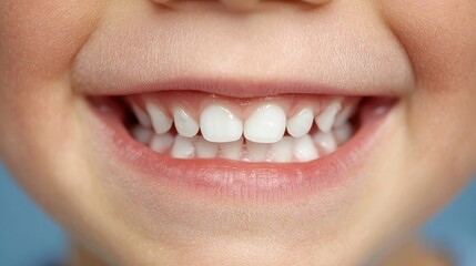 Obraz premium A happy child's wide smile shows healthy, bright, and perfectly aligned teeth. Great image for pediatric dentistry, oral care, or kids health concepts.